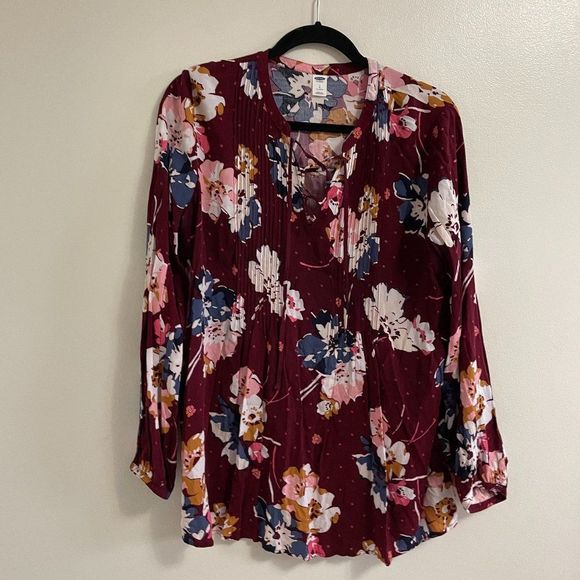 Verse Burgundy Floral Blouse 